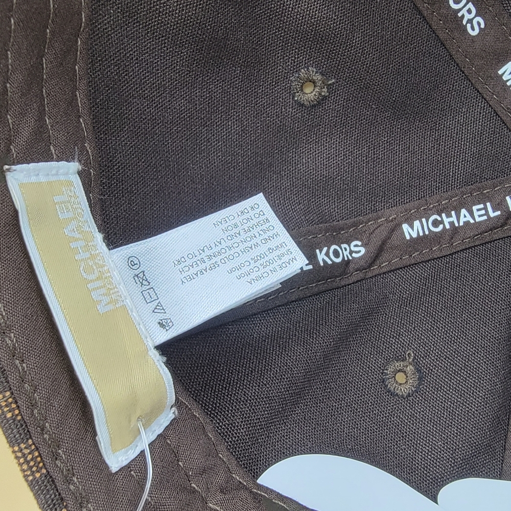 Michael Kors Signature Logo Adjustable Strapback Baseball Cap Hat Brown New Tags - Picture 10 of 11